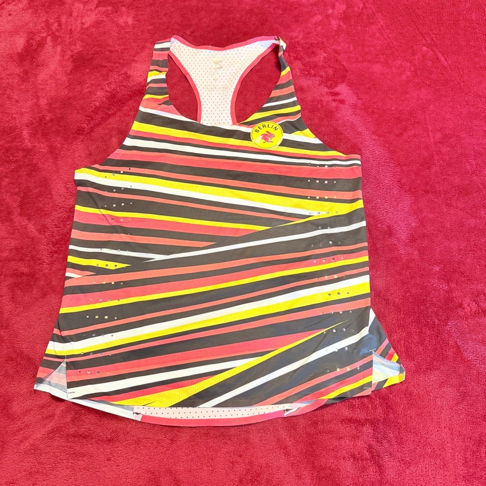 Rabbit Berlin Speed Pro Running Tank Top Striped Racerback Singlet Womens Small